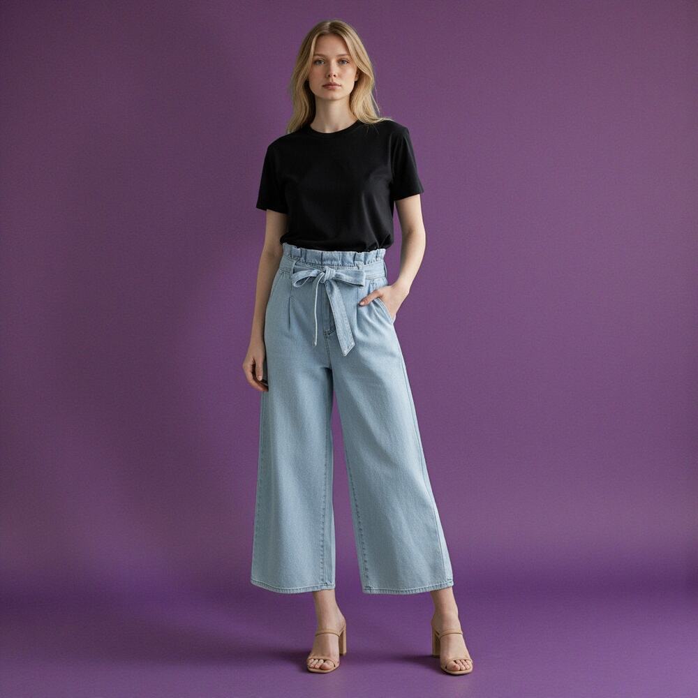 Blank NYC Light Blue Paper Bag Wide Leg Jeans
